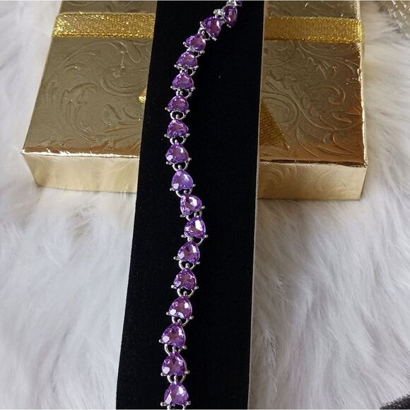 Purple Hearts Sterling Silver Bracelet - Picture 9 of 16